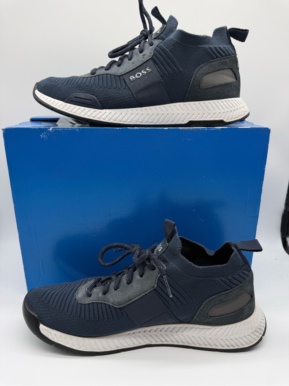 Hugo Boss Titanium Runn Navy Men’s Athletic Shoes Size US 10